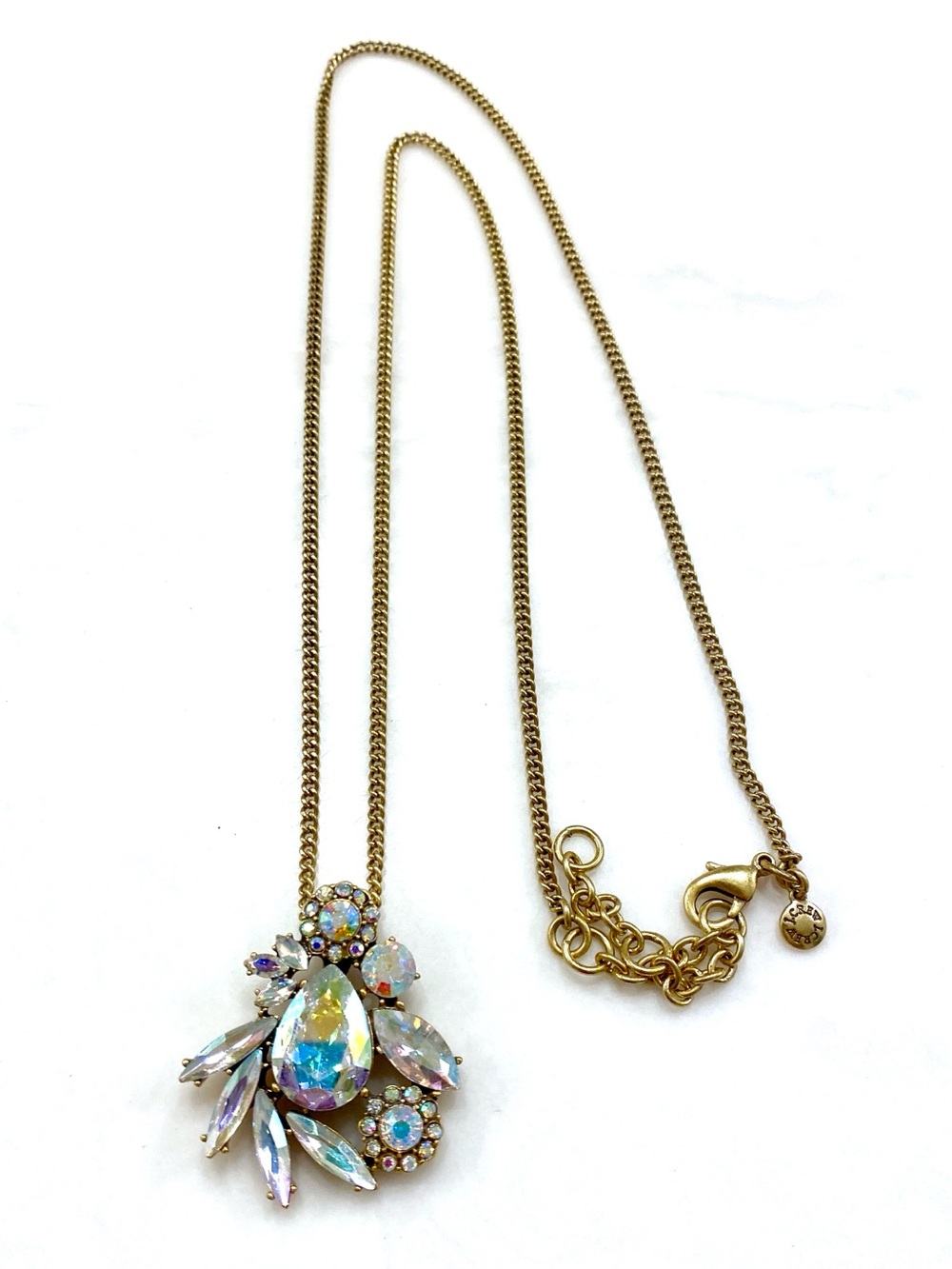 J. Crew Gold-Tone Aurora Iridescent Teardrop & Marquise Crystal Pendant Necklace